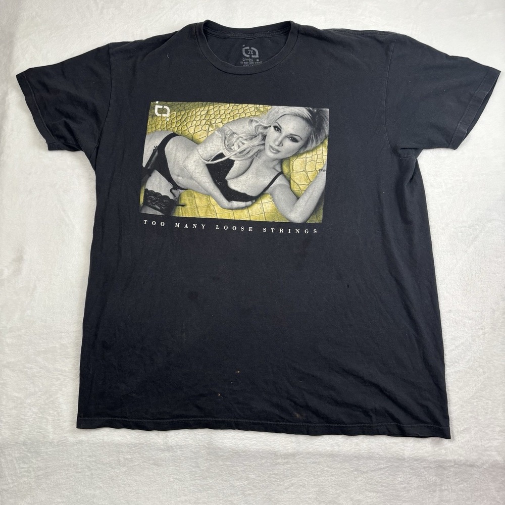 tmls Too Many Loose Strings Black Graphic‎ SS Shirt Men's 2XL Distressed